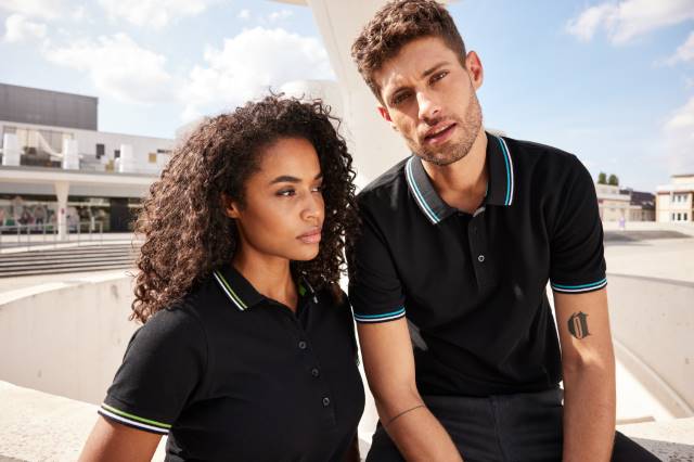 Daiber - Schweres Damen Piqué Polo mit Kontraststreifen - JN1305 – Bild 3