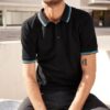 Daiber - Schweres Herren Piqué Polo mit Kontraststreifen - JN1306 – Bild 2