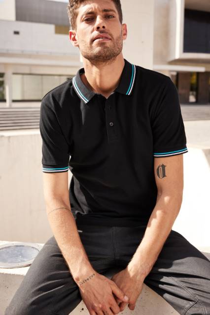 Daiber - Schweres Herren Piqué Polo mit Kontraststreifen - JN1306 – Bild 2