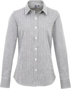 Premier - Popeline Bluse Karo langarm - PR0320