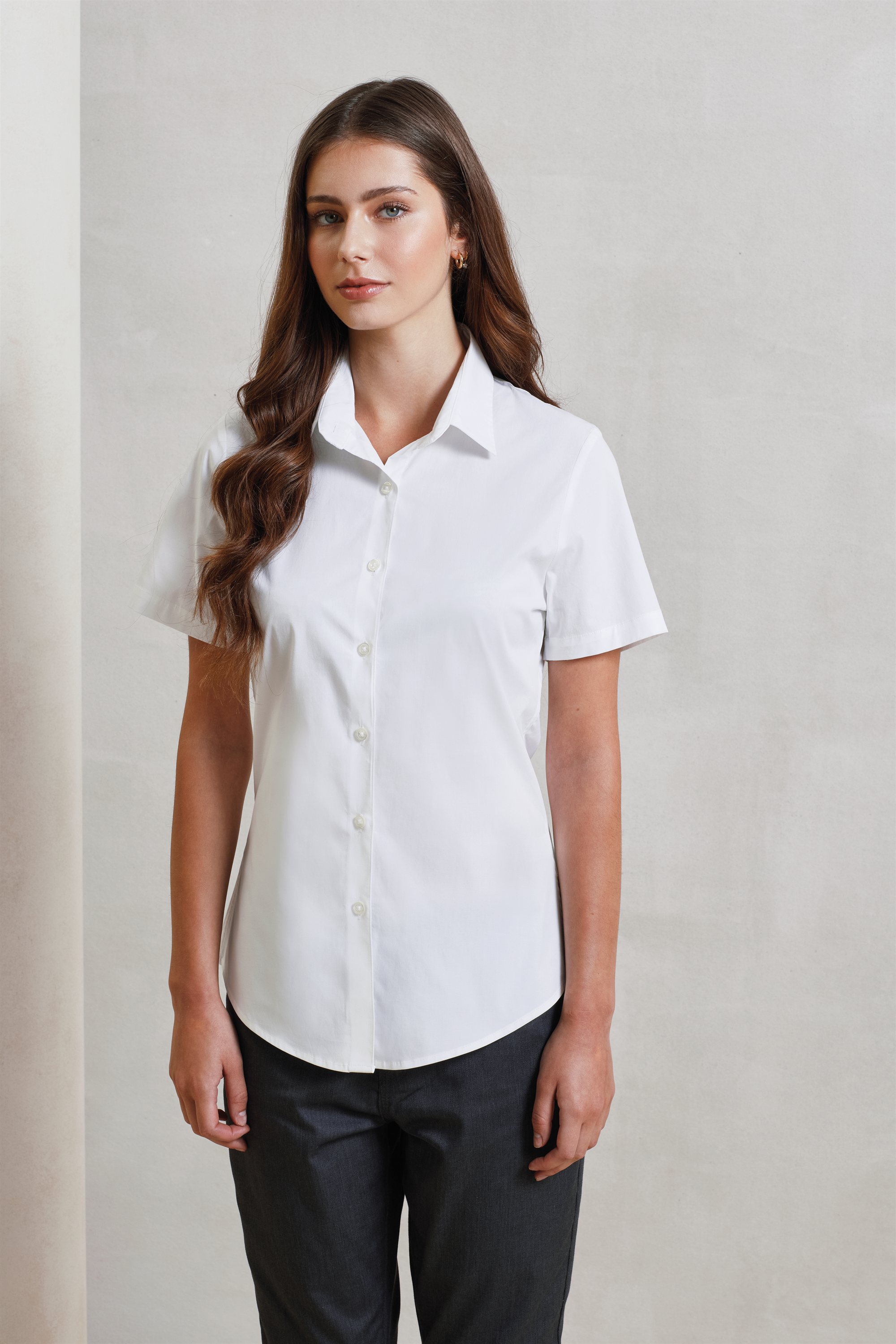 Premier - Popeline Stretch Bluse kurzarm - PR0346 – Bild 2